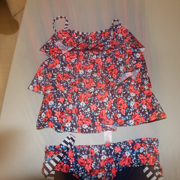 Multi Color 2 Pcs Justice Tankini Swimsuit Size 7 - Picture 2 of 10